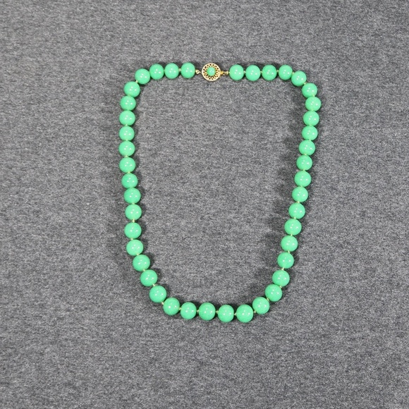 vintage handmade 925 sterling silver genuine green beadedjade Necklace